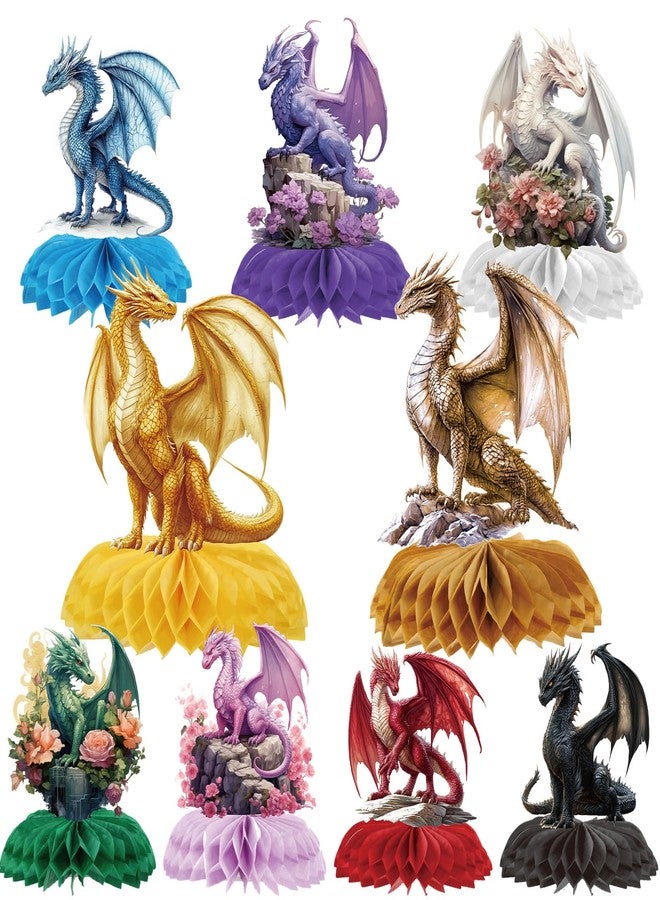 Inisajace Dragon Birthday Party Decorations - 9PCS Dragon Theme Honeycomb Centerpieces Bday Decoration for Baby Shower Supplies - Image 1